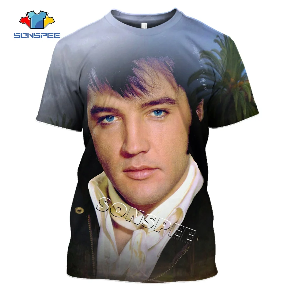 

SONSPEE 3d Printed Elvis Presley The King t shirt Streetwear Hip hop Funny Men Short sleeve Tee Top Summer Homme Pullover Shirts