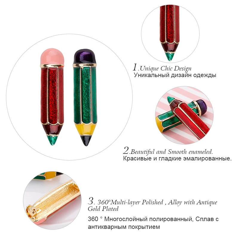 H580208X设计师绿色铅笔胸针 (16)