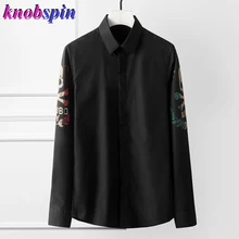 Бисероплетение череп голова рубашка мужская с длинным рукавом Тонкая Повседневная Женская сорочка homme однотонный деловой мужской платье рубашки бренд качество Camisas