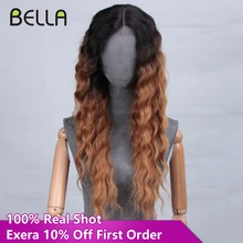 Парик на кружевном переде 28 дюймов глубокая волна блонд 613 черный омбер черный корень Косплей Лолита Парики для женщин длинные волнистые естественные волосы Bella