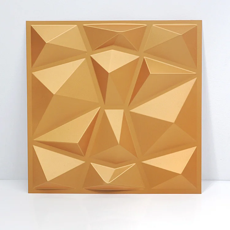 Matte apple gold 50x50 см 3D Художественная настенная доска Геометрическая огранка Алмазная деревянная резная Настенная Наклейка 3D фоновая Настенная Наклейка декоративная панель домашний декор - Цвет: Matte apple gold