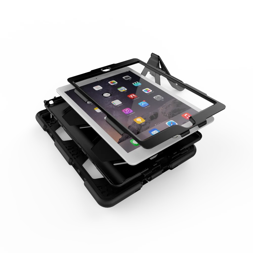 Для iPad Air 2/iPad 6 Чехол трехслойный ударопрочный Прочный силиконовый чехол из ТПУ со встроенным защитным чехлом для экрана