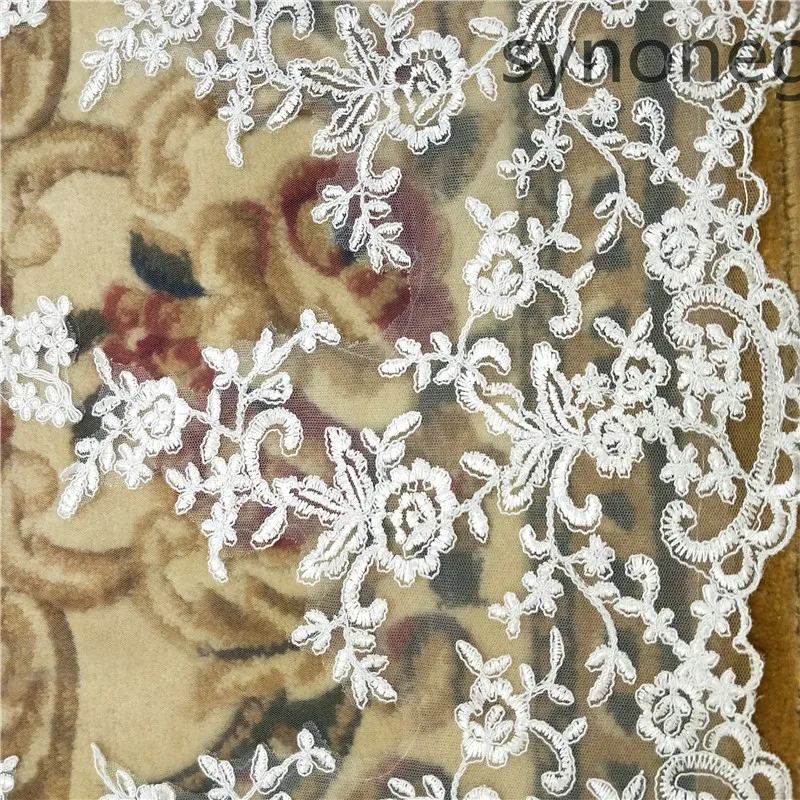 Bridal Veil Cathedral Length 1 Layer Wide Lace Veil Metal Comb New Pattern Wedding Real Photo