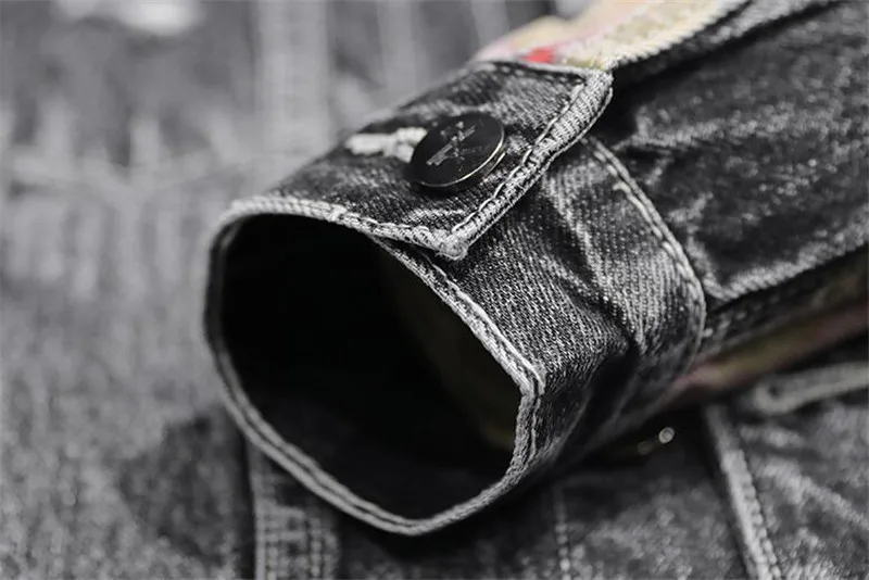 MORUANCLE Для мужчин марка NEW Fashion Hi Street Винтаж рваные джинсовые куртки с вышивкой модная рваная уличная одежда джинсовая куртка Верхняя одежда для детей