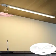 USB Ручной развертки датчик движения светодиодный свет для шкафа 5 в бар лампа лента 30 см 40 см 50 см для настольного чтения кухонный шкаф освещение в помещении