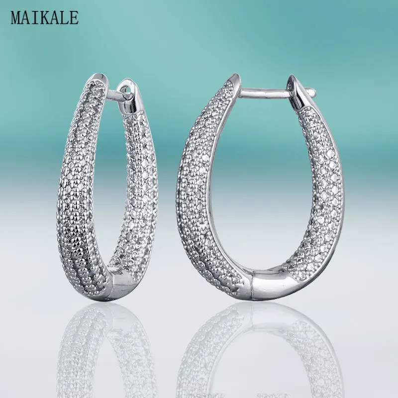 MAIKALE, трендовые серьги-гвоздики для женщин, u-образная форма, металл AAA, кубический цирконий, циркониевый зажим, серьги, новые модные ювелирные изделия, Brincos Bijoux