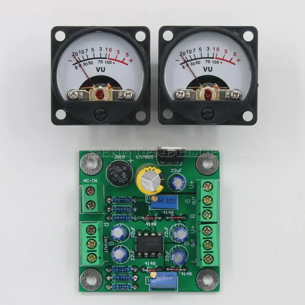 

VU Level Audio Meter Driver Board + 2PC VU Meter With Warm Color Sound Pressure Meter 9V-20V AC Input