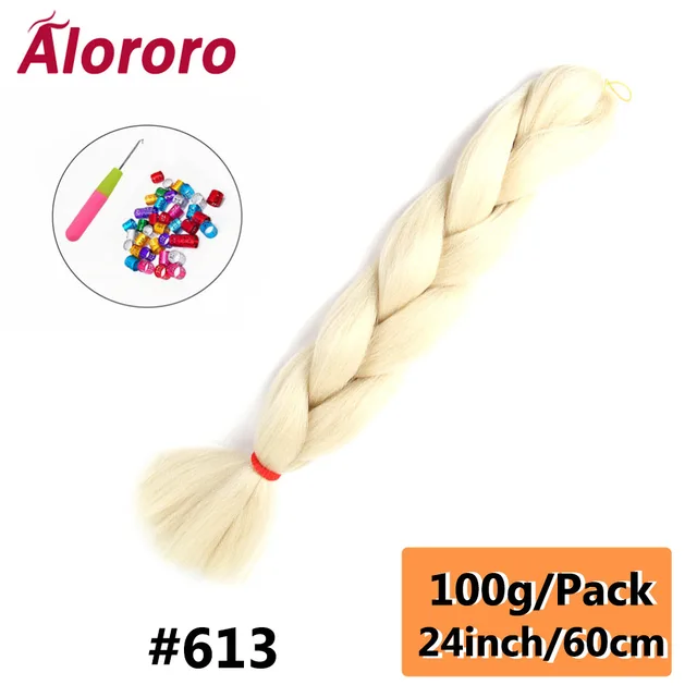 Jumbo Braid Hair Extensions Green Synthetic Braiding Hair 24 Inch Afro Blue Pink Purple Blonde Ombre Hair for Braids Alororo 24inches-613