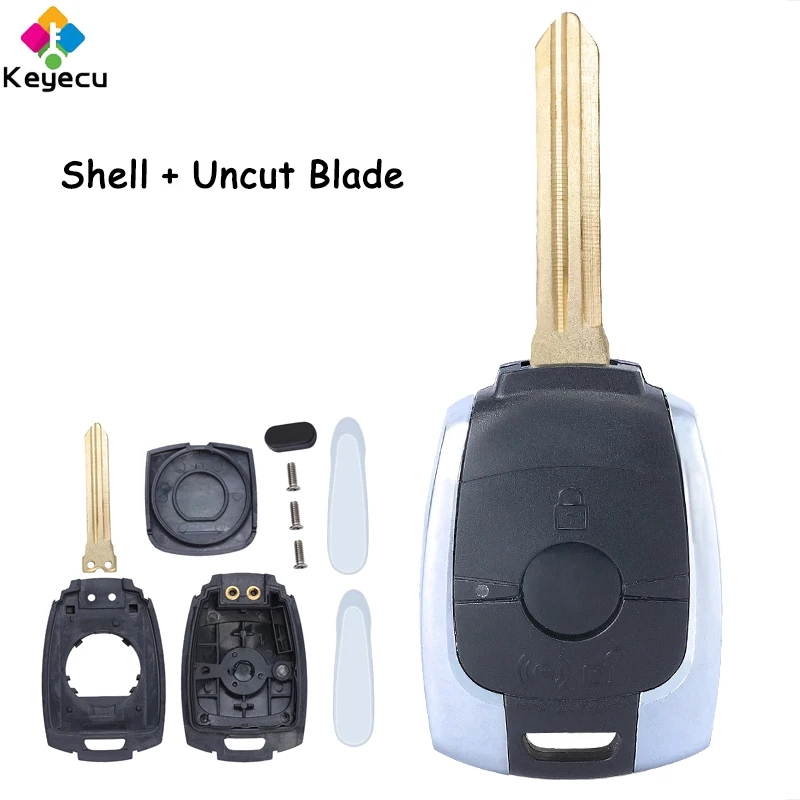 

KEYECU Replacement Remote Control Car Key Shell Case With Uncut Blade 2 Buttons Fob for SSANGYONG Actyon Kyron Rexton Korando