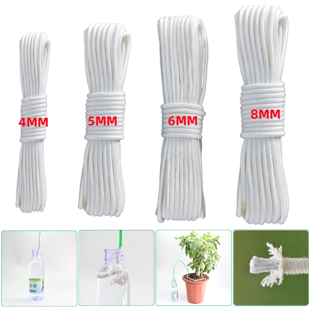 4/5/6/8mm Potted Water Absorbent Cotton Rope DIY Round Automatic Waterer Plant Soil Moisturizing Garden Drip Irrigation System