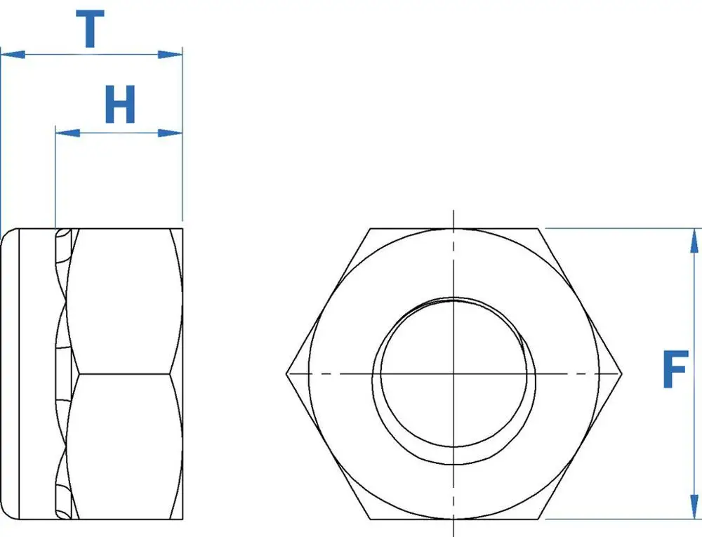 Fullerkreg 5/8-11 UNC шестигранные нейлоновые фиксирующие гайки-A2 нержавеющая сталь(50 шт