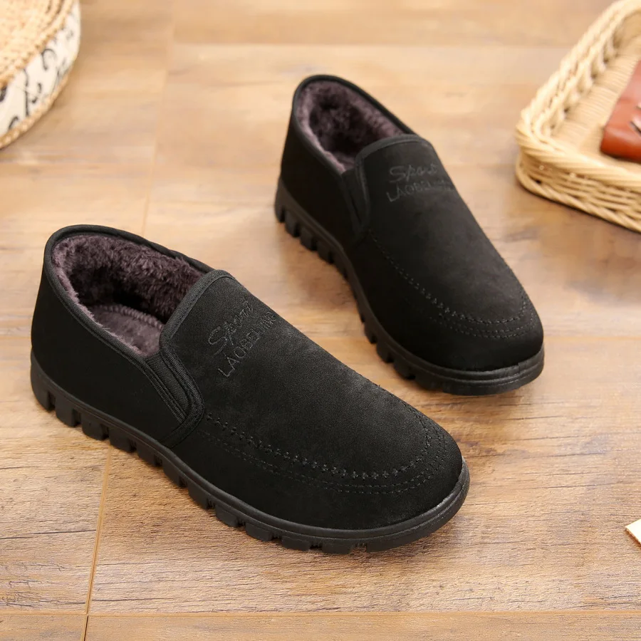

Men New Style Car Suture Men's Casual Fashion on Winter Cotton Boots Soft-Sole Car Suture Warm Cloth Boots round-Toe
