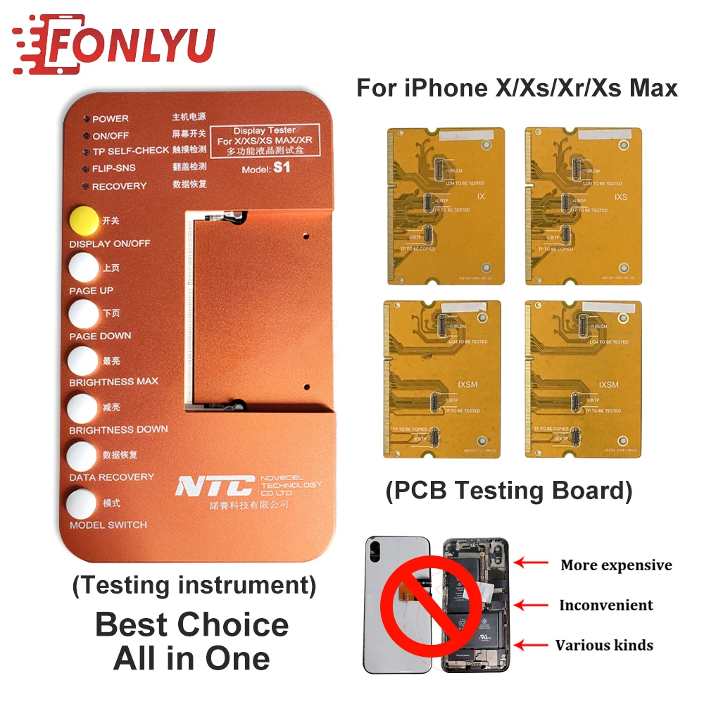 

S1 LCD Tester Motherboard Box with PCB Testing Board For iPhone 6s to 8p X XR XS MAX LCD Display 3D Touch Display Repair Tool