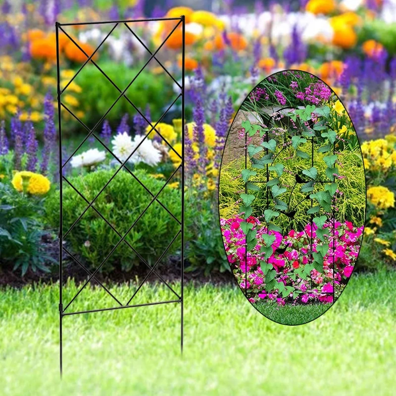 Garden Trellis for Vines Climbing Plants Black Metal Wire Lattice Grid Panels for Cucumber Vegetables Clematis Support