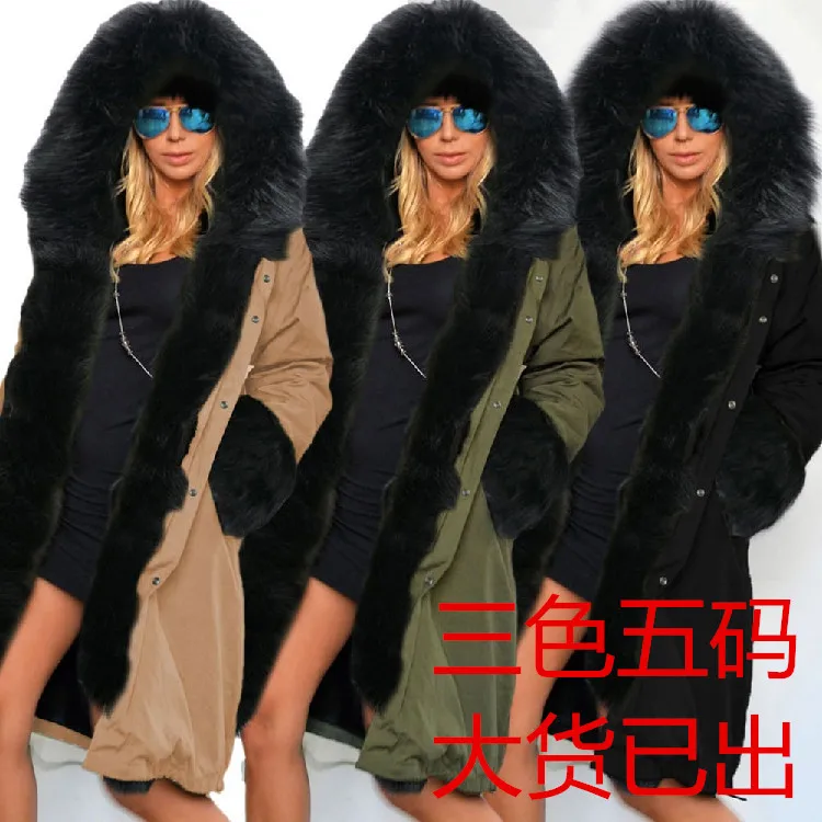 

2018 Autumn And Winter New Style Slim Fit Warm WOMEN'S Coat Europe And America Long Hooded Overcoat Cotton-padded Clothes