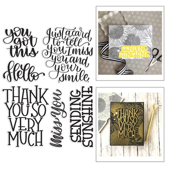 

2020 New Thank You English Word Metal Cutting Dies and Transparent Stamp For DIY Decoration Greeting Card Cut Paper Scrapbooking