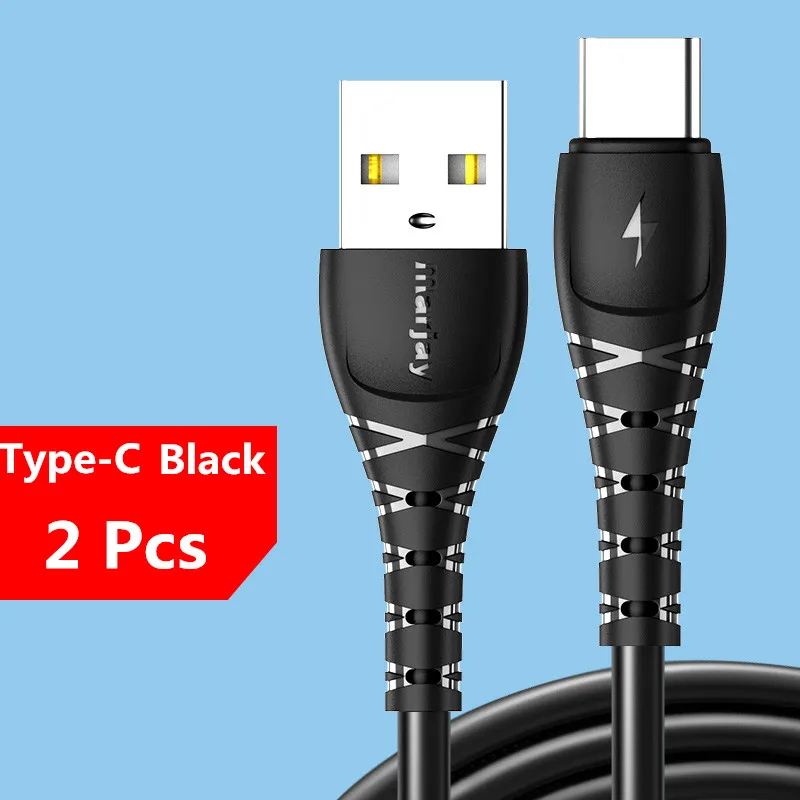 Usb c кабель для быстрой зарядки для samsung S9 type-c usbc usb type c кабель 3 м 2 м 3 А Быстрая зарядка для huawei P30 20 Xiaomi кабель usb c - Цвет: 2Pcs Black