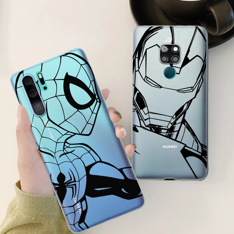 Spiderman iron Man Soft Silicone Matte Phone Case For Huawei Mate 20 Lite Cover Funda Pro |