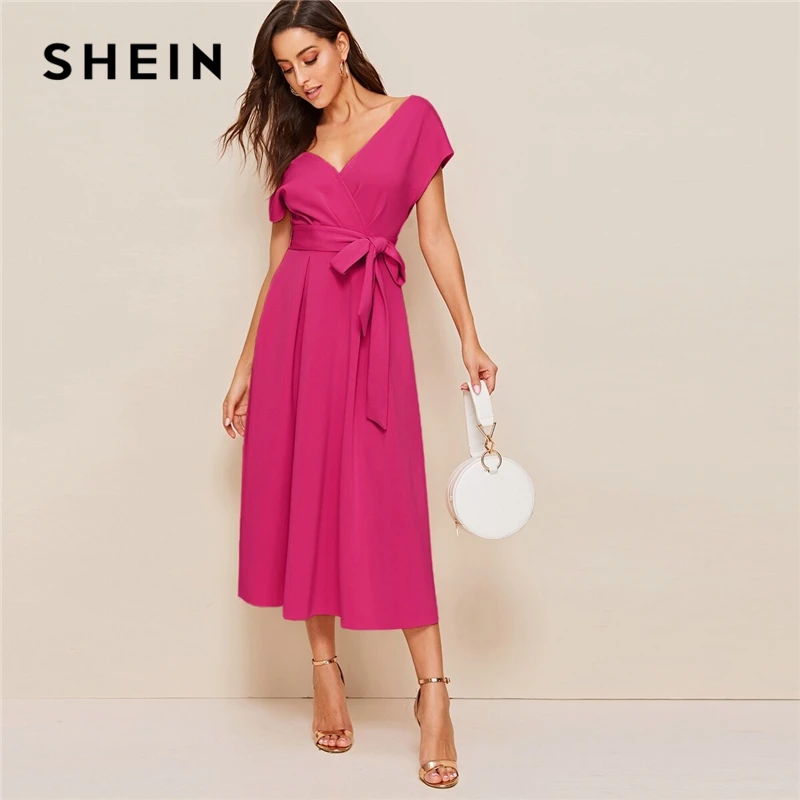 Женское платье SHEIN Элегантное летнее на молнии с вырезом лодочкой и поясом
