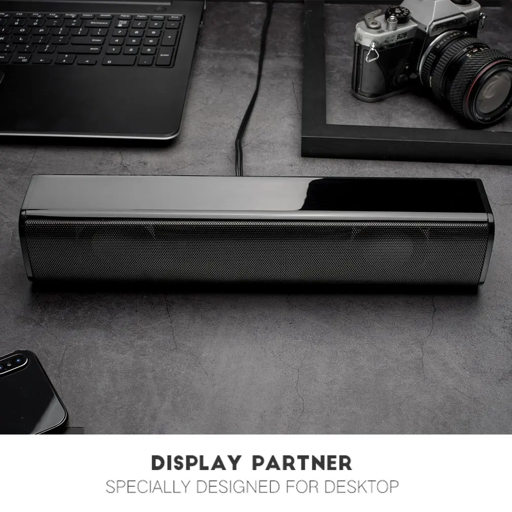Q2 HD Sound Speaker USB Powered Soundbar Audio Player 3.5mm Wired PC Speakers Stereo Subwoofer for Home Office