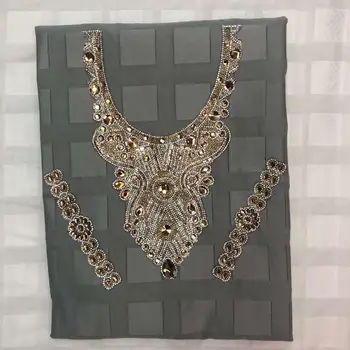

African Grey Swiss Polish Lace Fabric Soft Swiss Voile Material Cotton Lace For Garment with Diamond-filled Necklace LC30