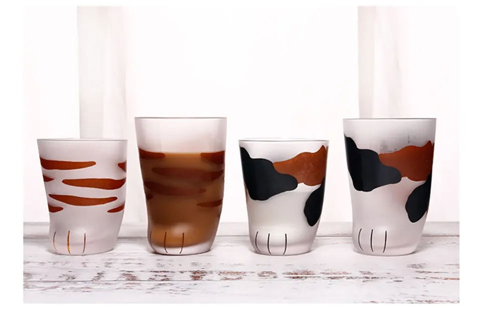 1 шт., кружка с милым рисунком кота, лапы, стекло, тигровые лапы, Офисная кофейная кружка, стакан, индивидуальная чашка для завтрака, молока, фарфоровая чашка