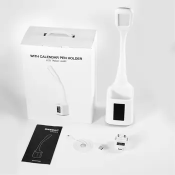 

Folding Dimmable Pen Holder LED Table Lamp Smart Lamp With Calendar Display Touch Button Natural Light 5000K-6000K