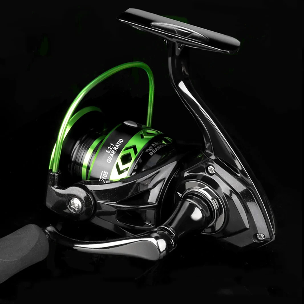 BAKAWA New All-Metal Black Green Fishing Spinning Reel Metal Spool 2000-7000 Wheel 8-13KG Max Drag 5.2:1 For Saltwater