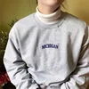 USA Michigan Letters Embroidery Printing Casual Thick Pullover Autumn Loose Crewneck Vintage Tops 80s 90s Women Sweatshirts 3