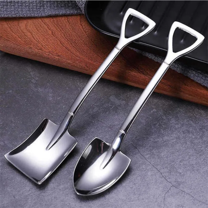 Cuchara de café de acero inoxidable para postre, cuchara de sandía, pala plana, 1 unidad, 304