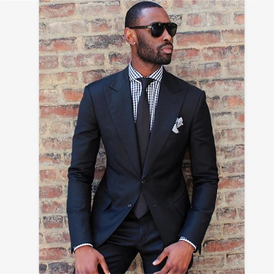 Picture style Мужской костюм Smolking Noivo Terno Slim Fit Easculino вечерние костюмы для мужчин черный пиджак брюки формальный двубортный костюм Groo - Цвет: Picture style