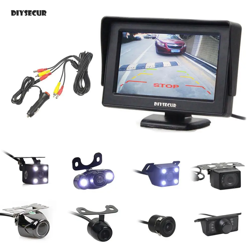 DIYSECUR 4.3" Car Monitor Auto Parking System Video Night Vision Backup