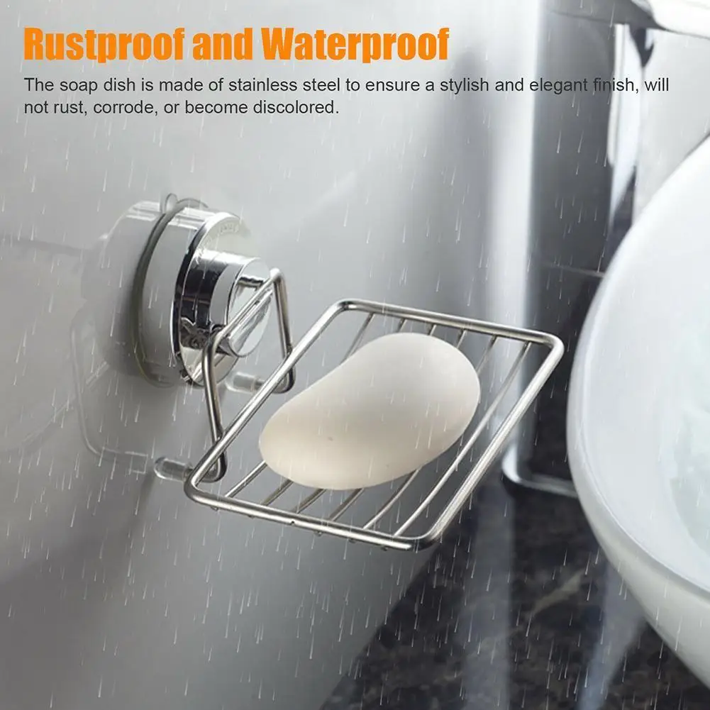 

Powerful suction cup soap holder, stainless steel soap soap creative dish, soap dish, dish soap net B6W6