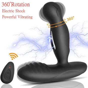 16 Modes Vibrating 3 Mode Rotation Male Prostate Massager Electric Shock Anal Plug Vagina Dildo G Spot Vibrator Sex Toy Buttplug