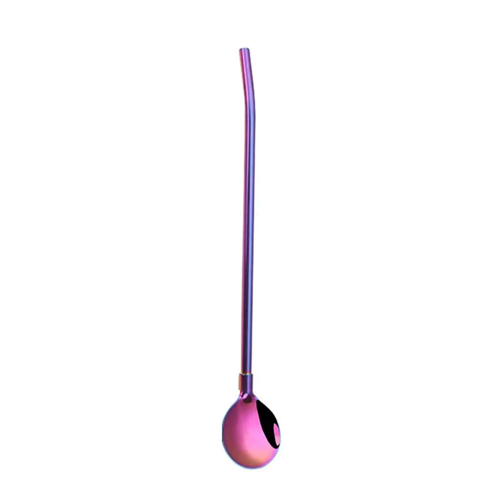 4 Eco-Friendly Stainless Steel Long Handle Drinking Straws Tea Strainer Cocktail Shaker Coffee Filtered Spoons Tool - Color: 4