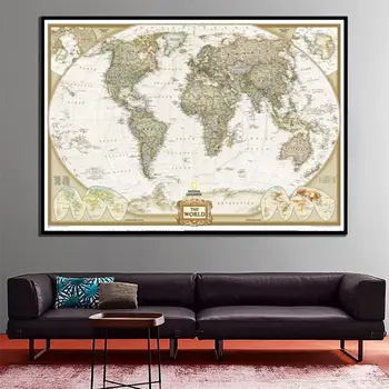 

A2 Size The Wolrd Political Map 2011 Version HD Fine Canvas Printed Unframed World Map For Office Home Wall Decoration