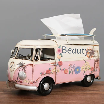 

Retro Car Tissue Boxes Multicolor Flower Bus Model Organizing Boxes Decorative Napkin Holder Home Decorative Tissue Paper Box