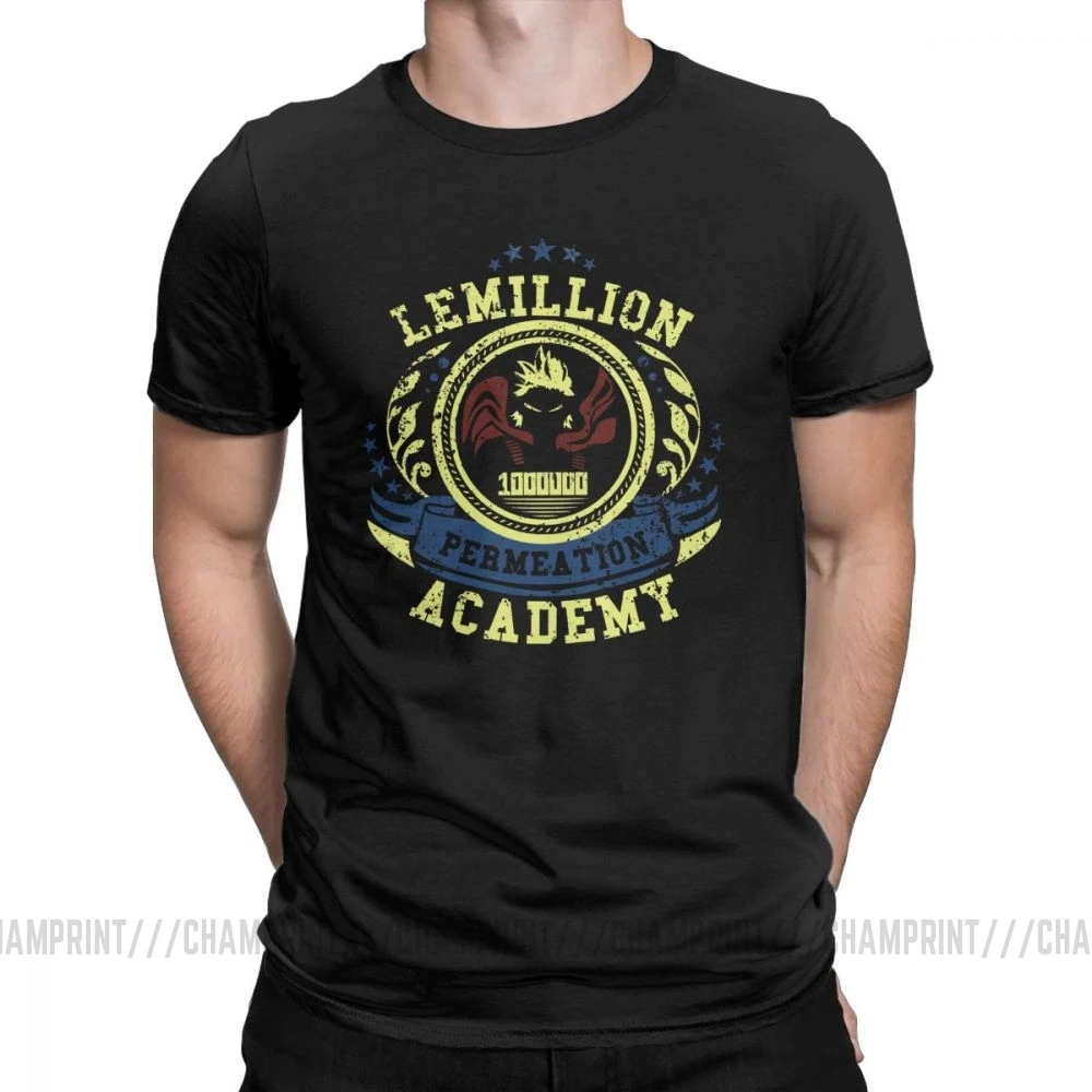 Lemillion Academy My Hero Academy футболки для мужчин размера плюс одежда японская анимация футболки очищенный хлопок Футболка - Цвет: Черный