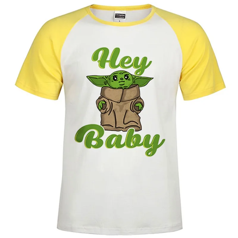 Raglan yellow 73 Новинка года; модная мужская футболка с дизайном «Звездные войны» и «мандалорский ребенок»; йода белая стильная хипстерская уличная футболка в стиле Харадзюку - Цвет: Raglan yellow 73