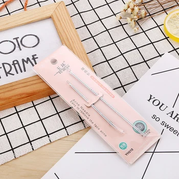 

2Pcs Stainless Steel Blackhead Remover Tool Kit Professional Blackhead Acne Comedone Pimple Blemish Extractor Beauty Tool