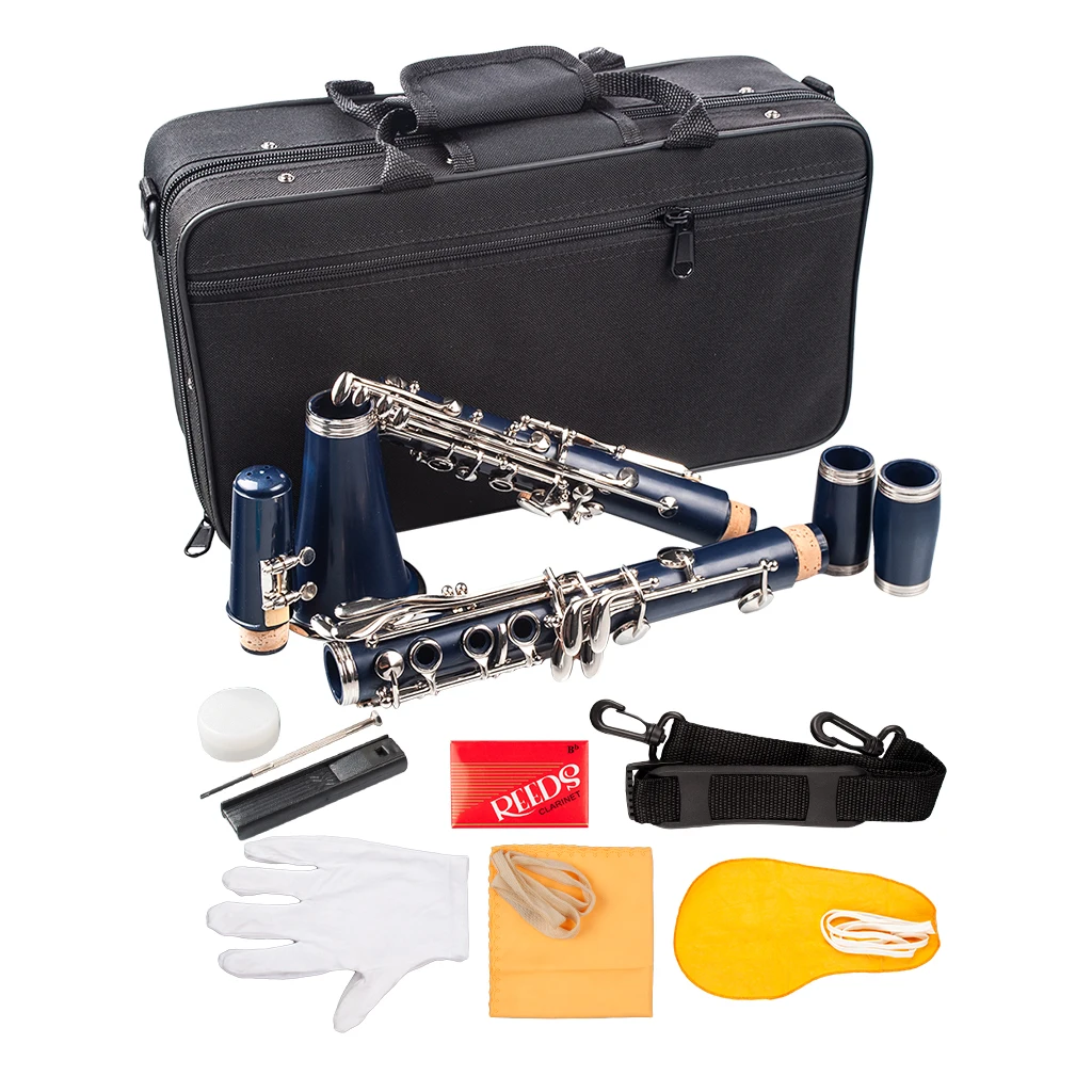 Naomi Professional Falling Tune B 17 ключ кларнет ABS Комплект для кларнета W/кларнета+ тростники+ ремень+ чехол+ компоненты для студента темно-синий