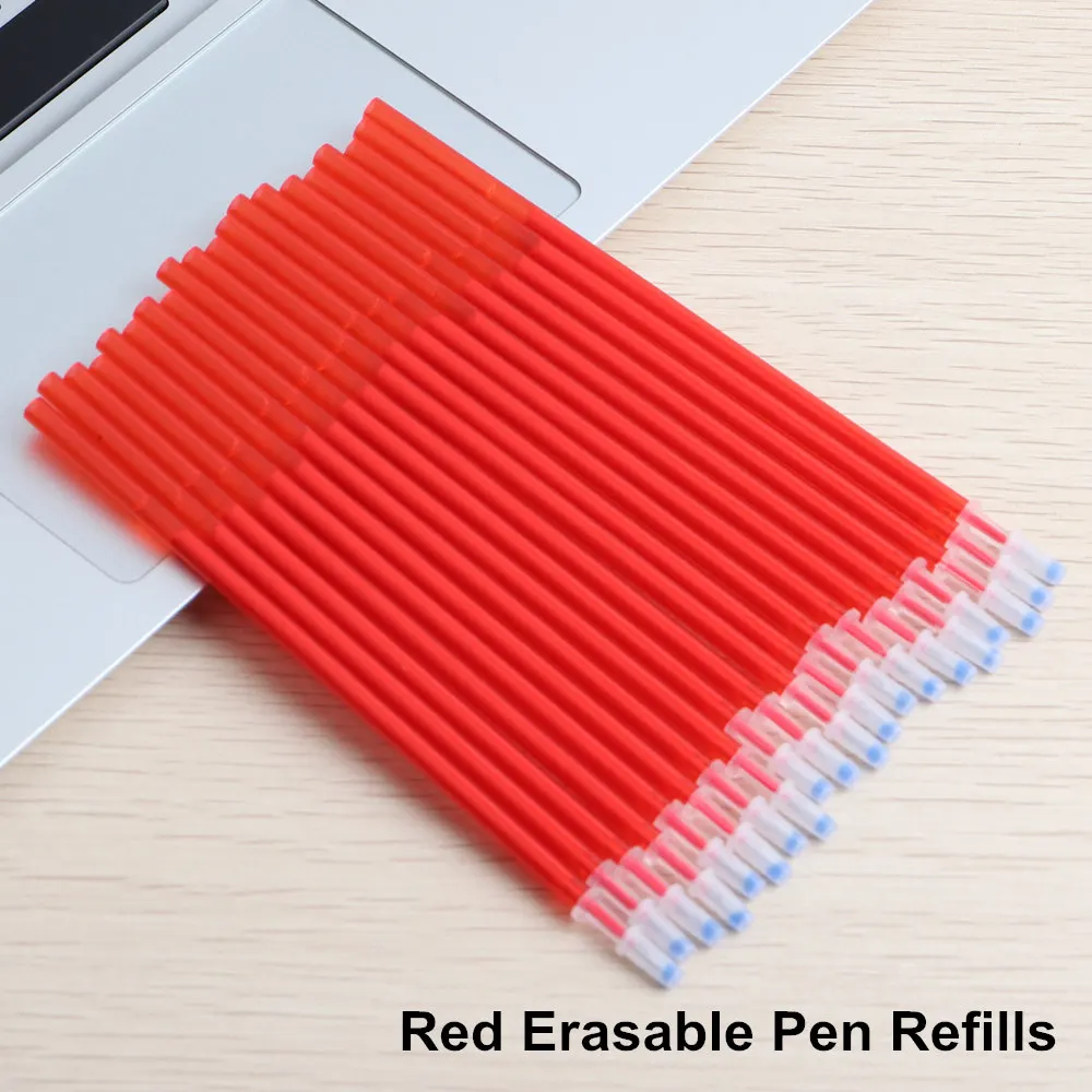 20PCS Refills Red 3/12/20/набор стираемых ручек, набор гелевых чернил 0,5 мм, Волшебная гелевая ручка, канцелярские принадлежности для офиса, школьные принадлежности, подарки, синие, черные, красные чернила, стираемая ручка - Цвет: 20PCS Refills Red