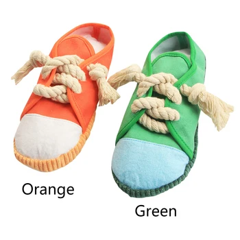 

Dog Squeaky Toy Gift Traning Playing Interactive Canvas Bite Resistant Funny Cartoon Home Decor Slipper Shape Soft Plain Pet Cat