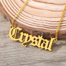 Custom Name Necklace women Stainless Steel Gold chain Old English Style Personalized Choker Pendent Necklaces BFF Custom Jewelry