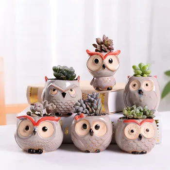 

Mini Owl Flowerpot Plant Flower Pot Home Office Decor Planter Succulent Cactus Bonsai Flowerpot Plant Holder Home Garden Decor