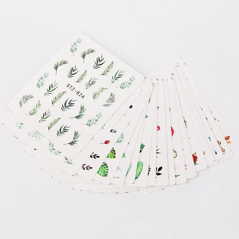 19 дизайн листья цветок переводные наклейки для ногтей s Наклейка с фламинго украшение для маникюра «сделай сам»