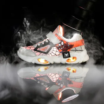 

Led Luminous Spiderman Kids Shoes Boys Girls Breathable Mesh Sneakers Baby Comfortalbe Walking Running Led Light Toddler Shoes