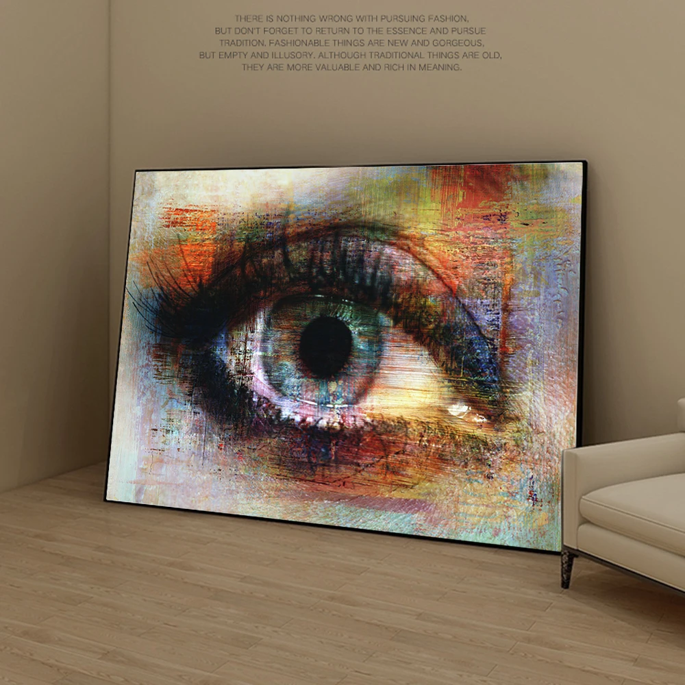 Pinturas en lienzo con textura de ojos abstractos, pósteres e