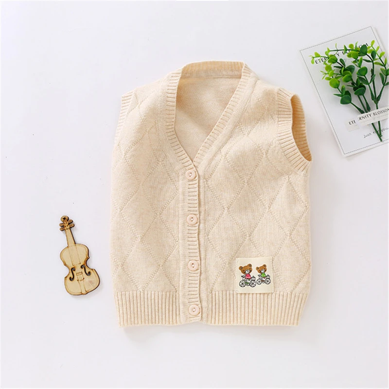 

Infants Soft Cotton Comfortable Vest Waistcoat Newborn Cartoon Casual Sleeveless Vest Child Spring Autumn Knitted Tops AA60783