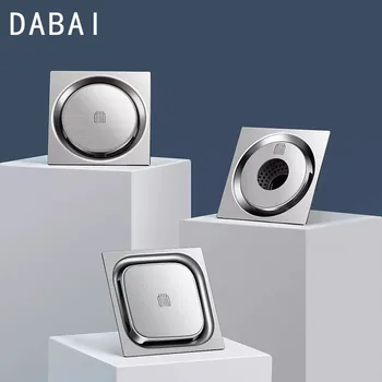 

Dabai Square Round Washing Machine Deodorant Floor Drain Bathroom kitchen 304 Stainless Steel Large Flow Drainer